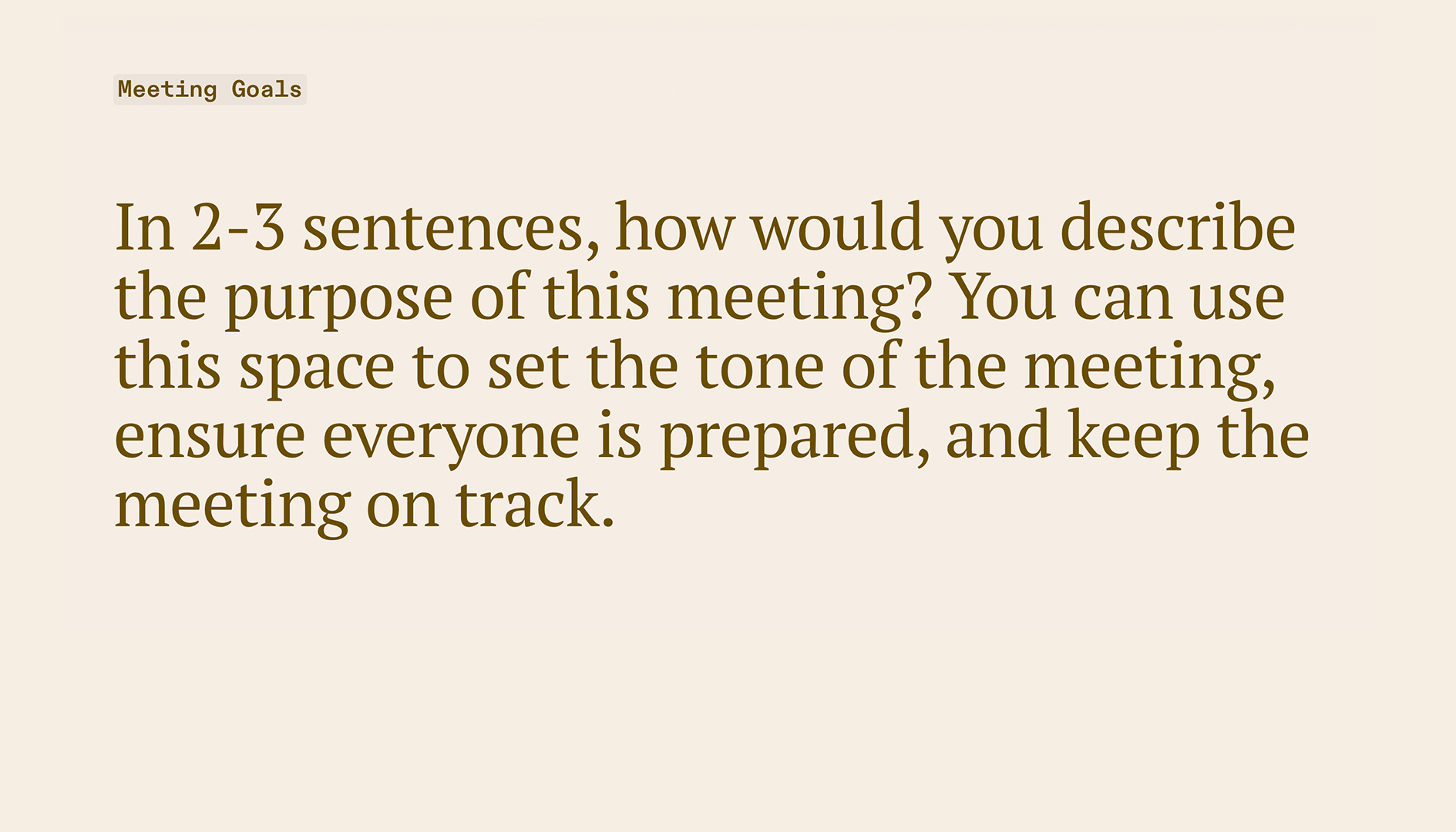 Meeting Agenda Template - Meeting Goals