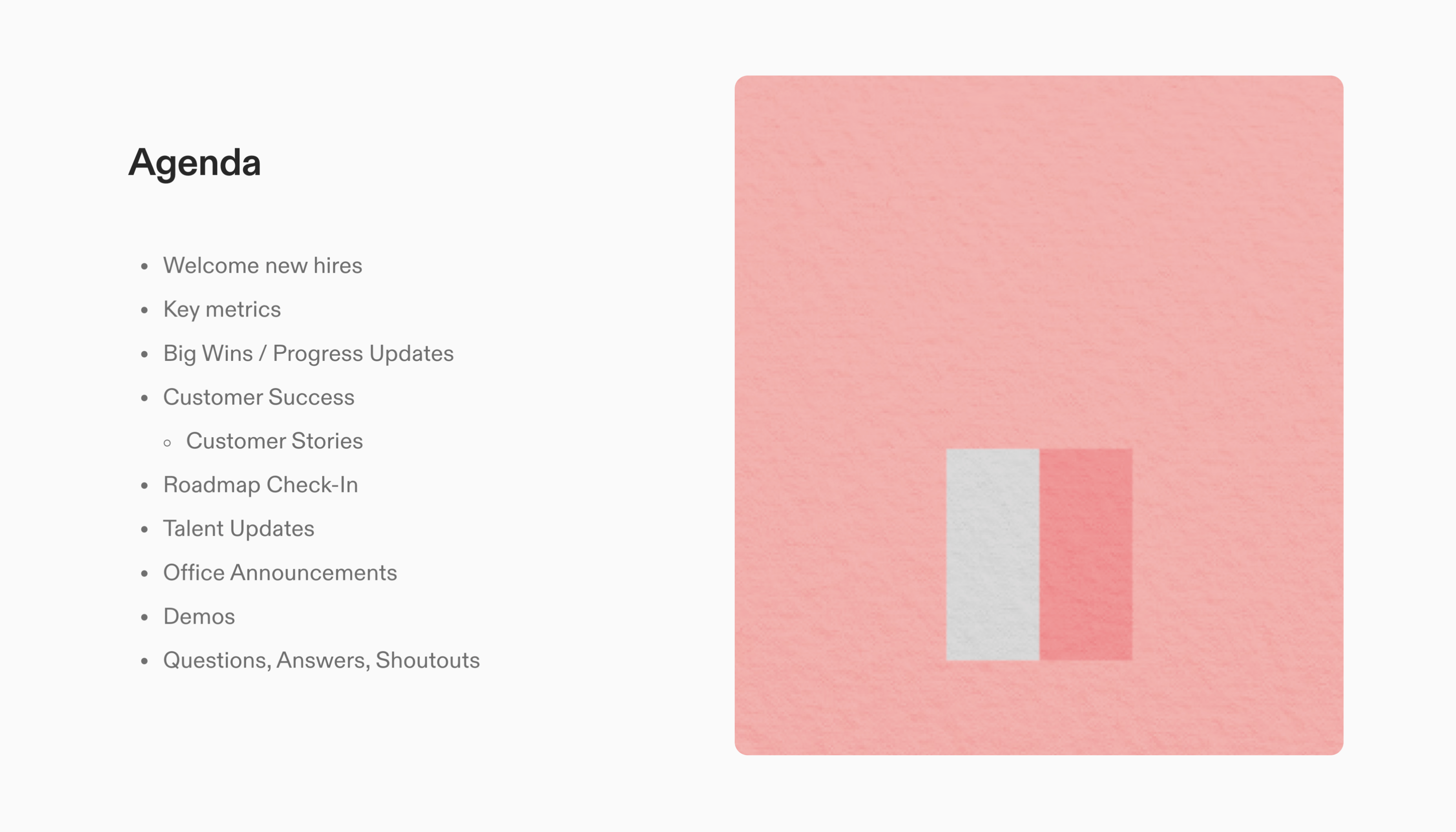 Company All Hands Template – Agenda Section