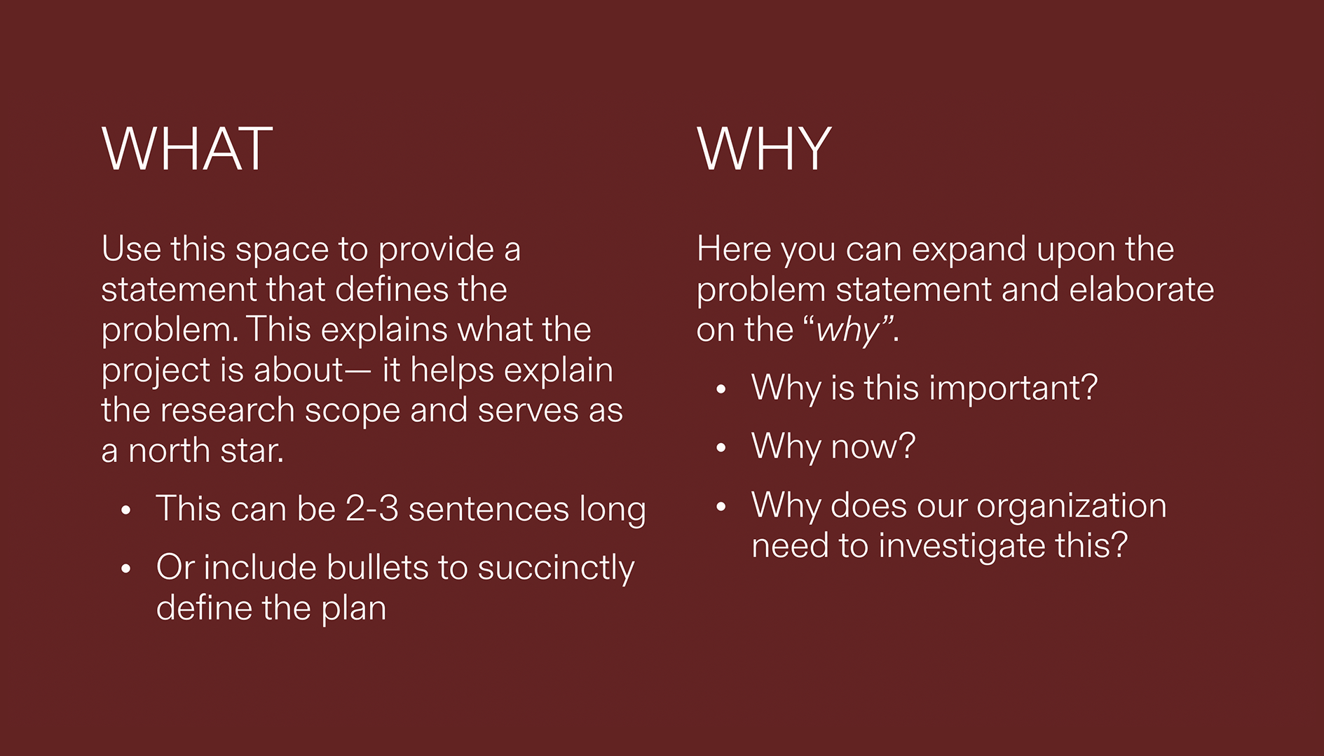 User Research Plan - What and Why