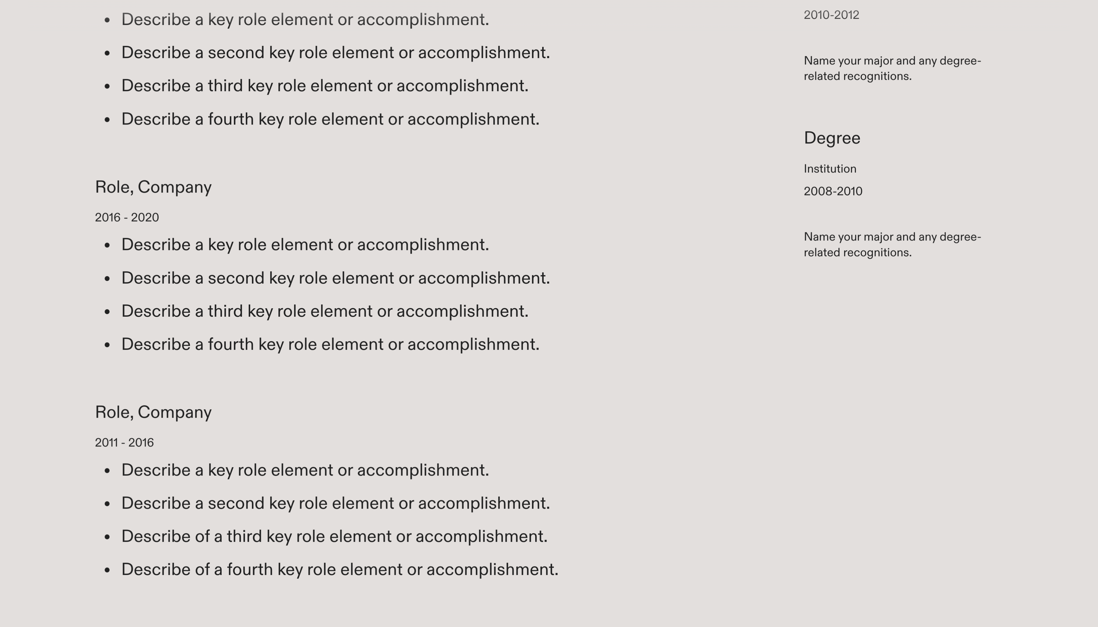 Resume Template – Experience Section